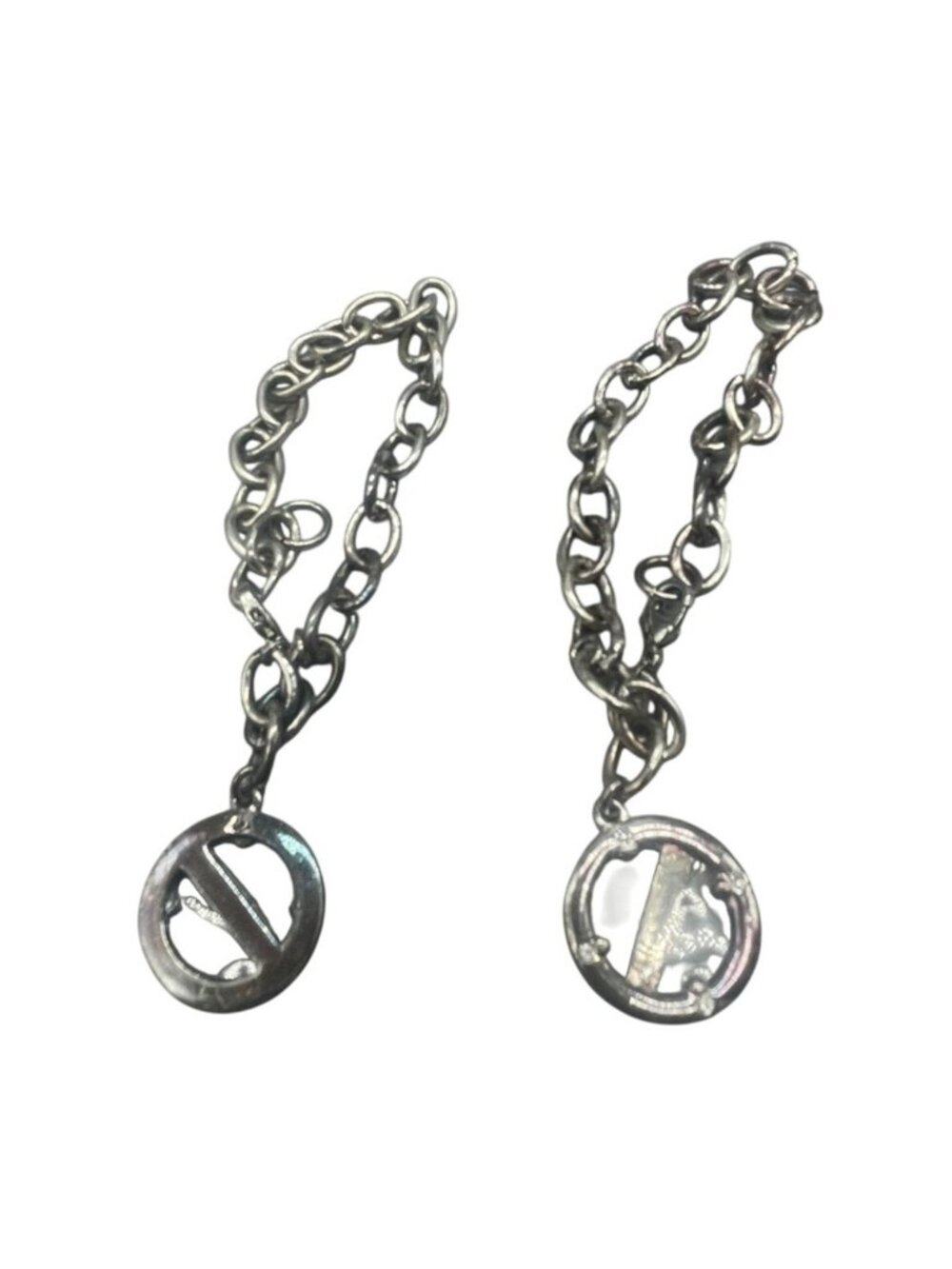 Liz Claiborne Picture This Charm Bracelet set of 2 chain picture frame 7" READ